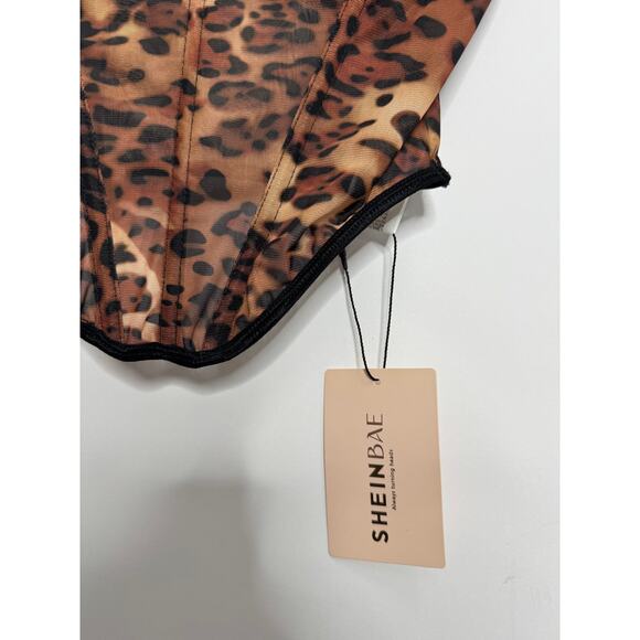 Women's S Leopard Brown Cami Y2K Spaghetti Stap Shein Coastal Grunge Streetwear - Picture 4 of 6